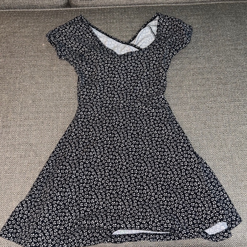Brandy Melville Navy Blue and White Floral Dress